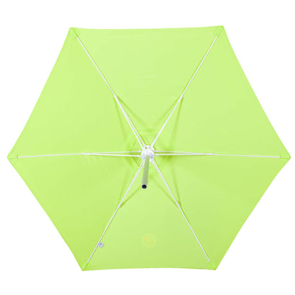 underside of lime green beach umbrella canopy