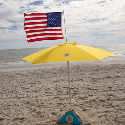 wind resistant yellow beach umbrella with american flag