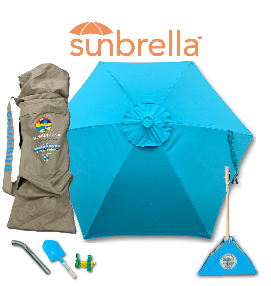 sky blue sunbrella premium beach umbrella