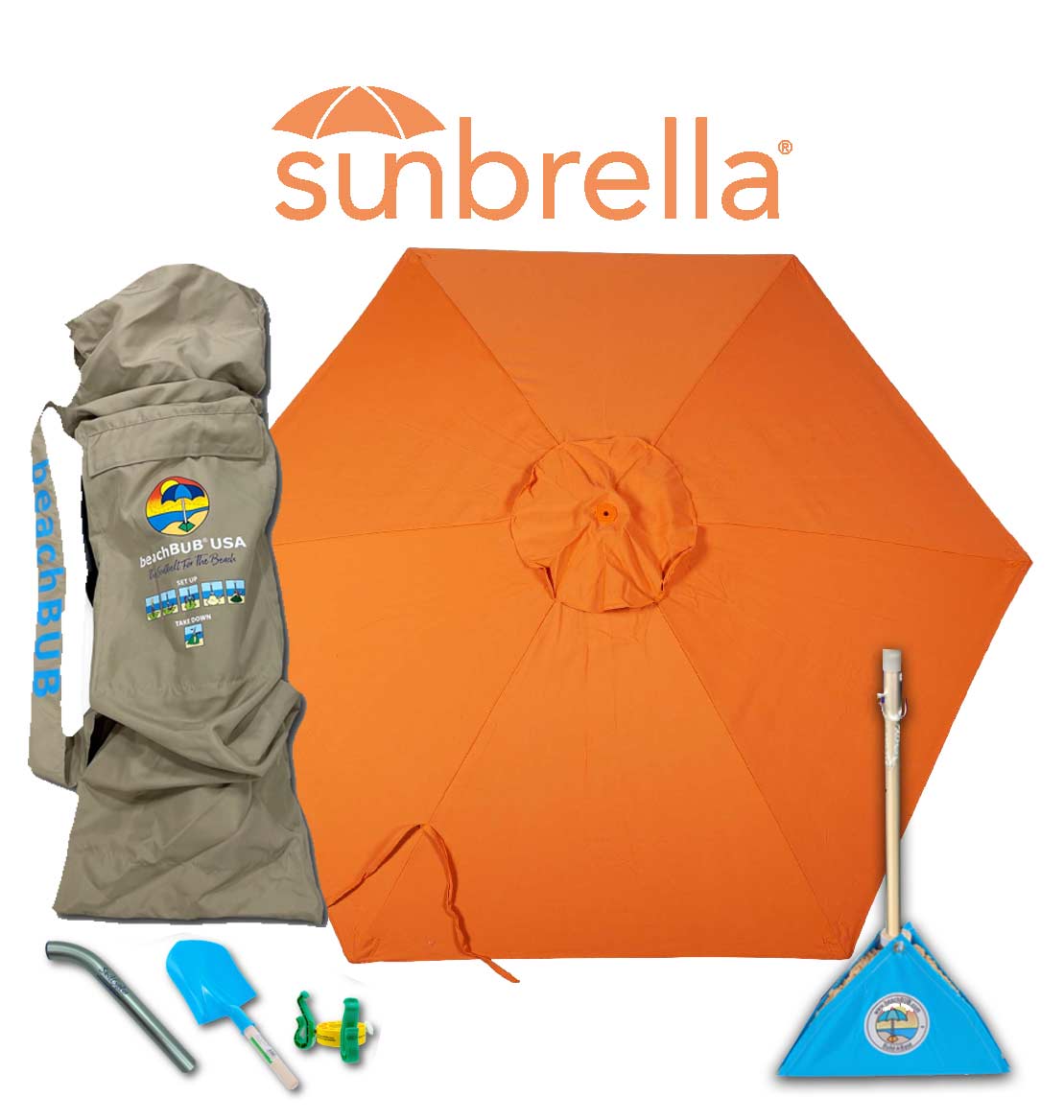 premium orange sunbrella beach umbrella