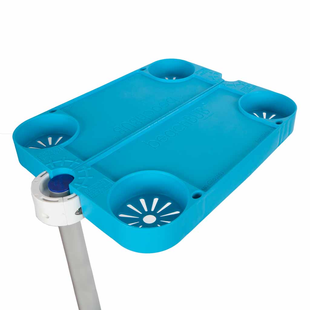 closed beach umbrella tray table