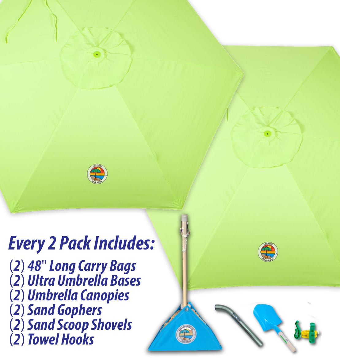 green beach umbrella 2 pack