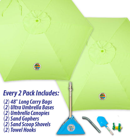 green beach umbrella 2 pack