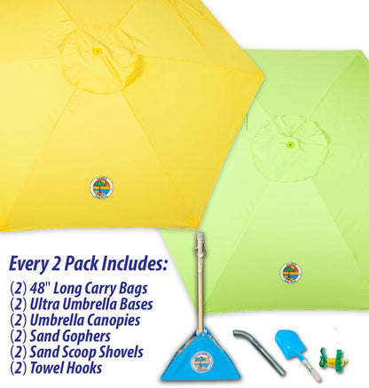 yellow and lime green beach umbrella combo pack