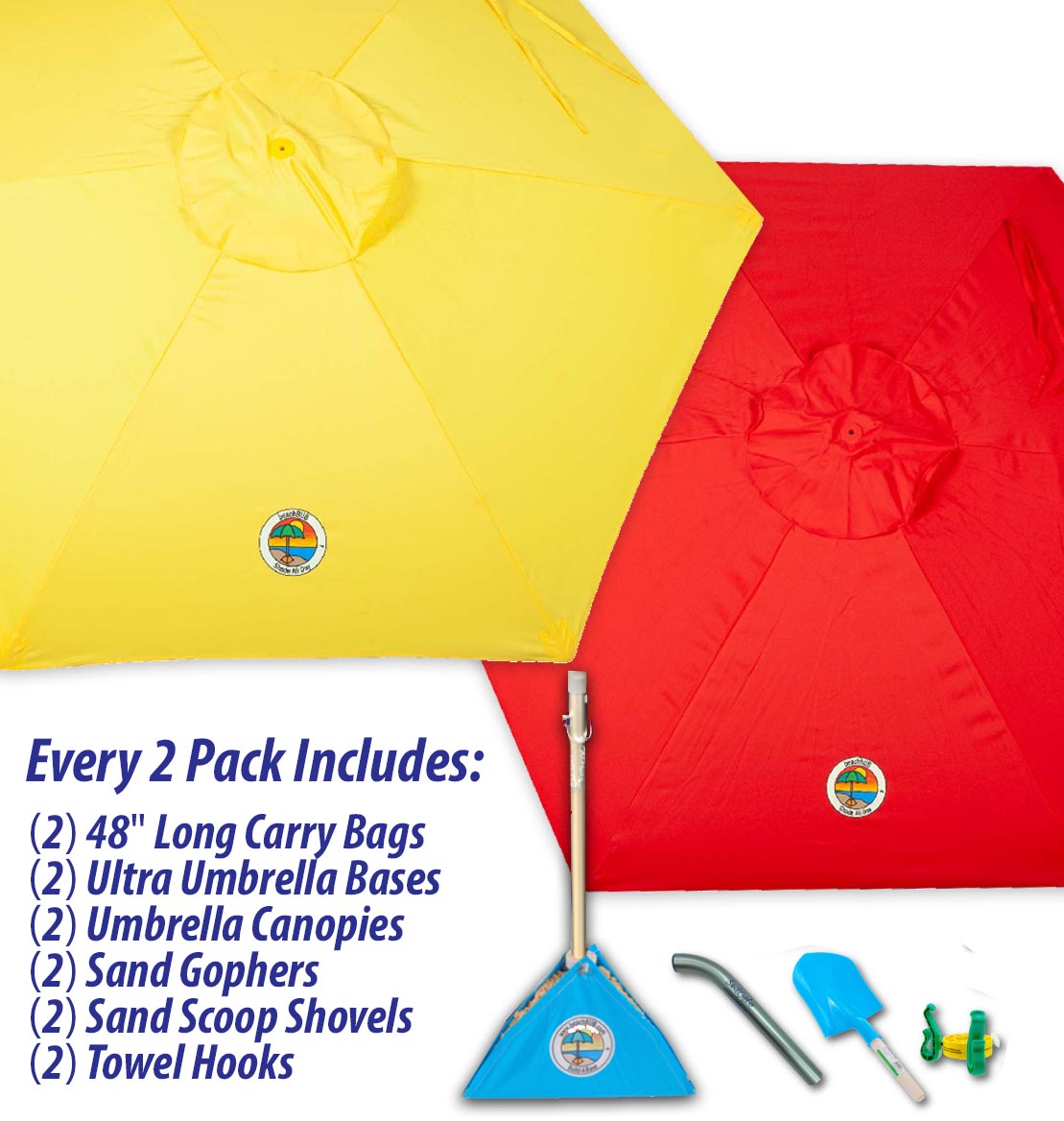 2 pack beach umbrella set